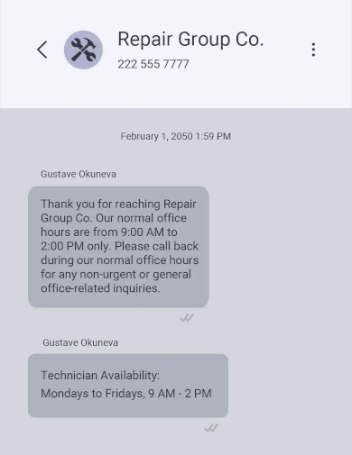general phone message template
