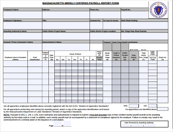 weekly blank payroll form
