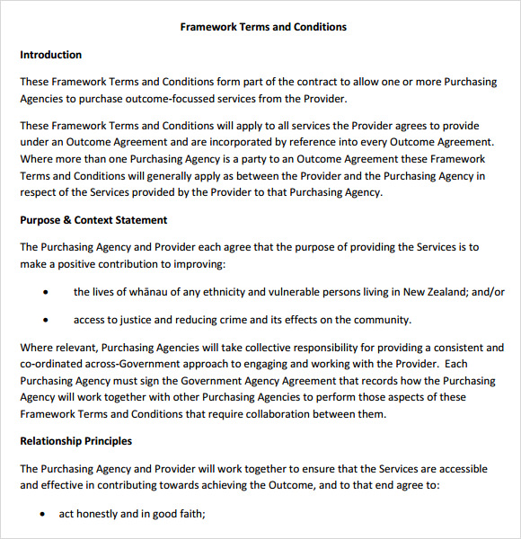 framework terms and conditions