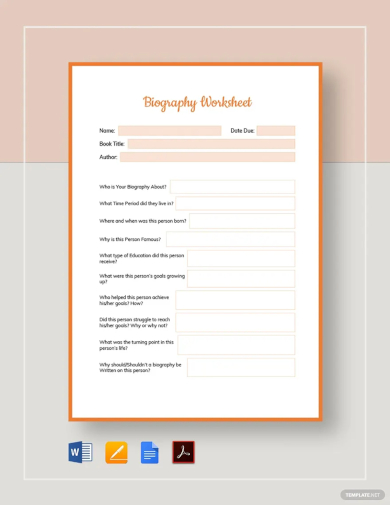 biography worksheet template