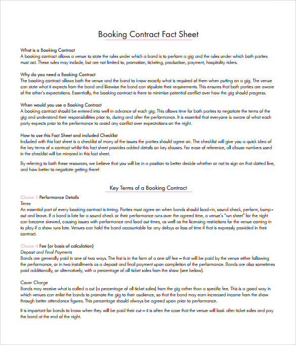 booking agent contract agreement