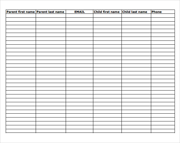 parent classroom roster template
