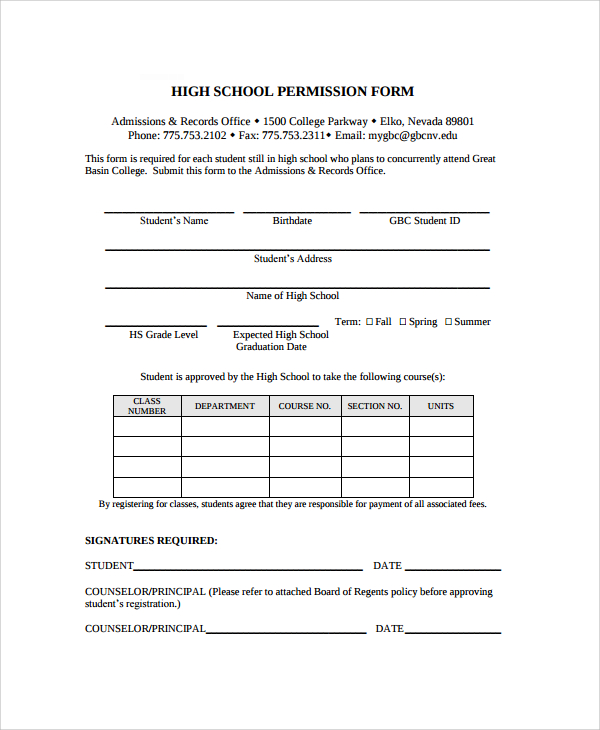 school permission form 