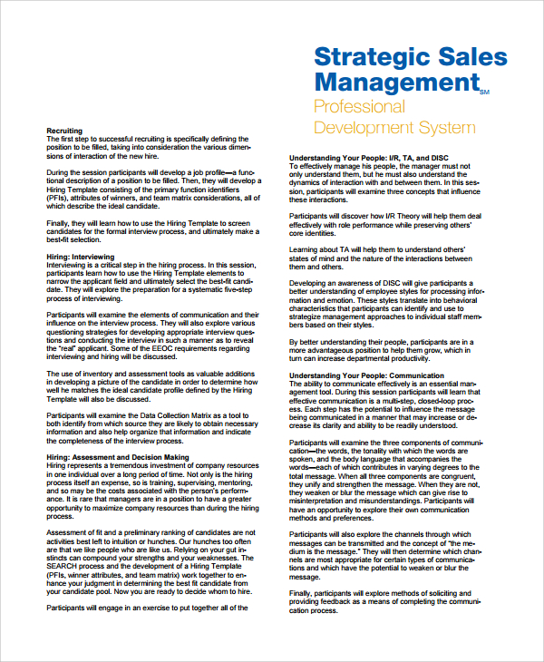 strategic sales management template