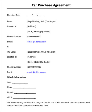car purchase agreement 