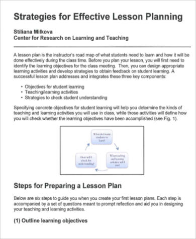 strategies for effective lesson plan sample pdf