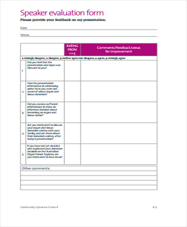 speaker evaluation form example