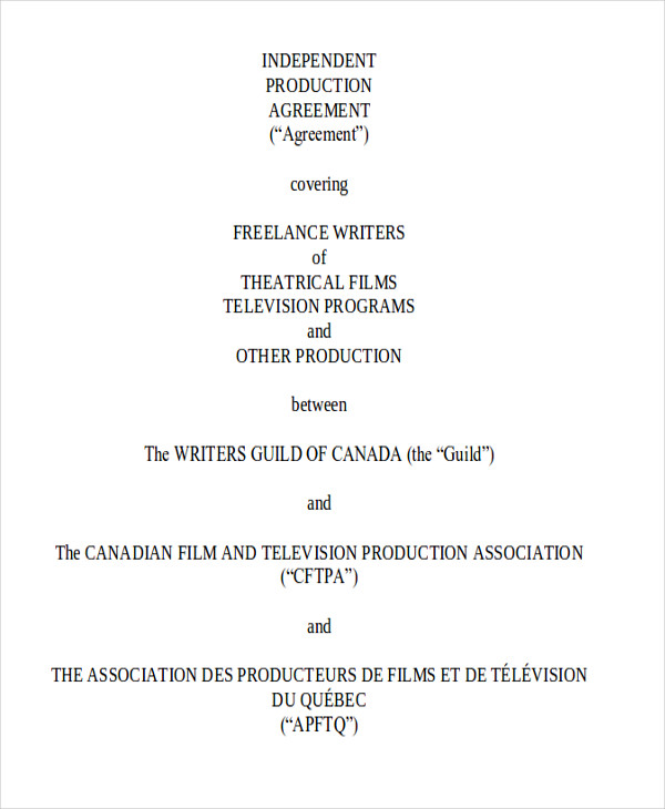 independent production contract agreement
