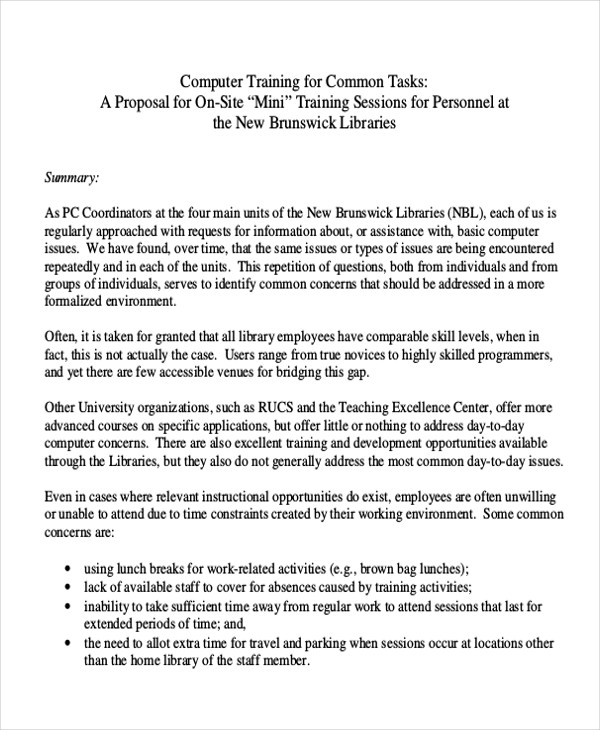 computer training proposal letter
