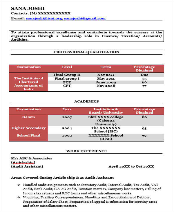 fresher chartered accountant resume3