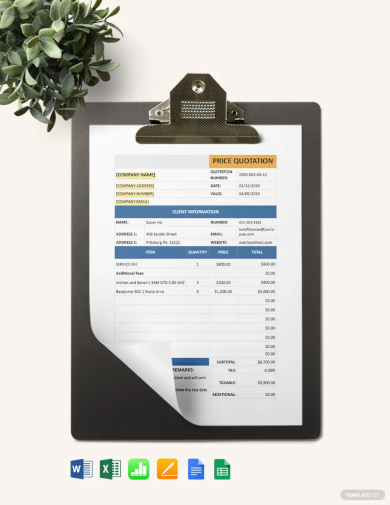 software development price quotation template