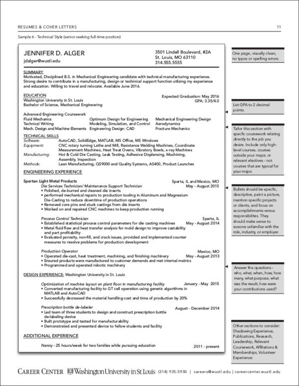 sample senior resume for full time position
