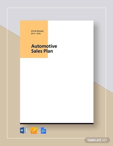 automotive sales plan template