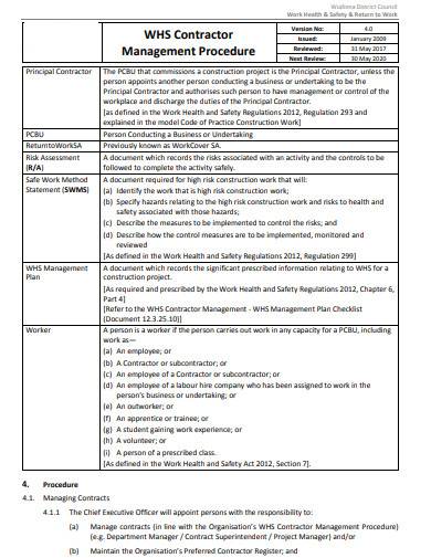 basic contractor management procedure