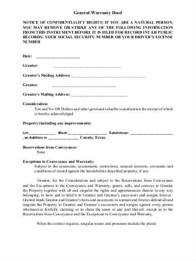 general warranty deed sample in pdf