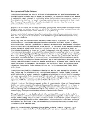 sample comprehensive website disclaimer