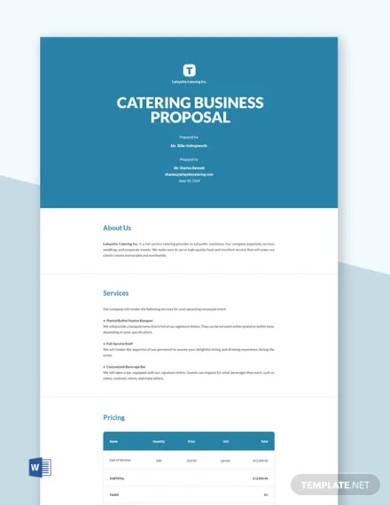free catering business proposal template