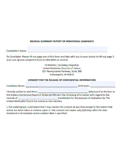 standard medical summary report