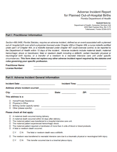 hospital adverse incident report