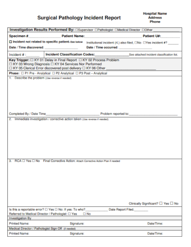 hospital surgical incident reports