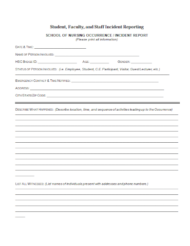 nursing occurance incident report
