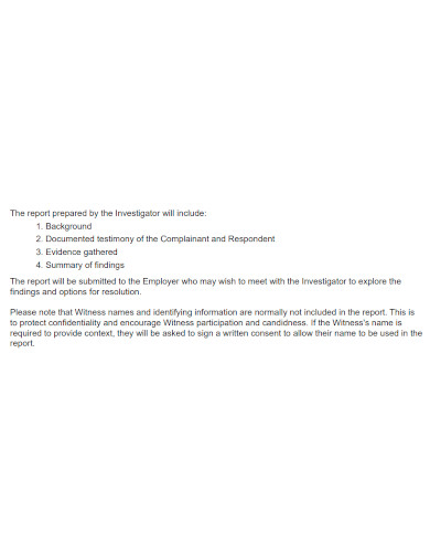 workplace harassment investigation report