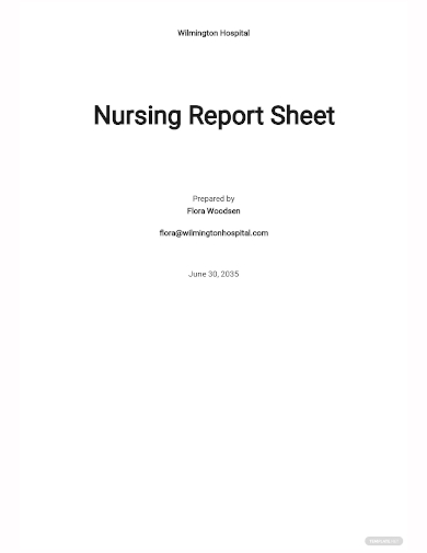 nursing report sheet template