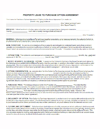option to property lease agreement