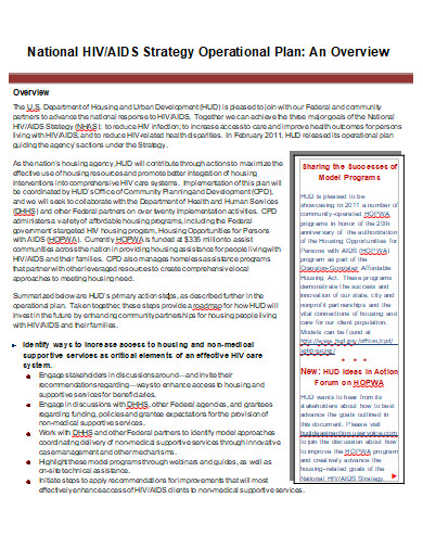 hiv or aids strategy operational plan