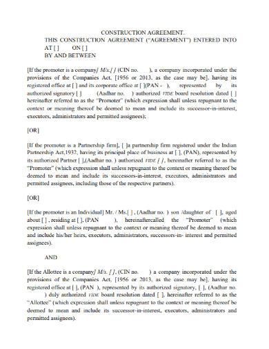 company construction agreement
