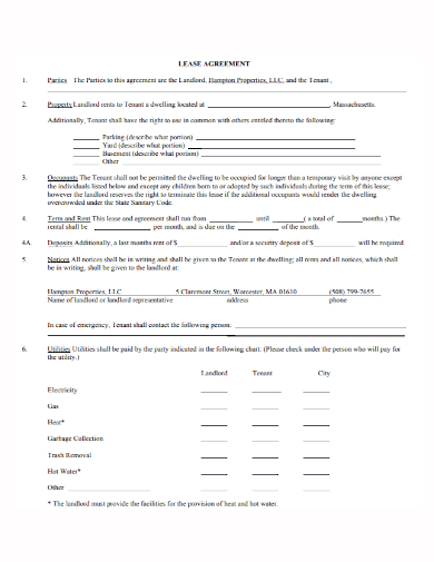 standard property lease agreement