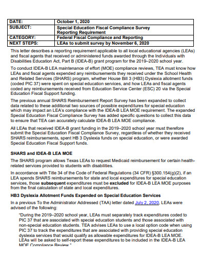 education fiscal compliance survey