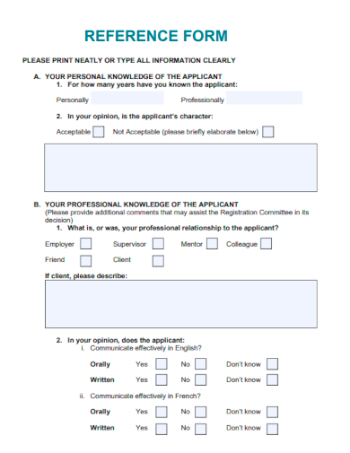 references form