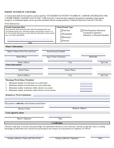 permit to employee and work