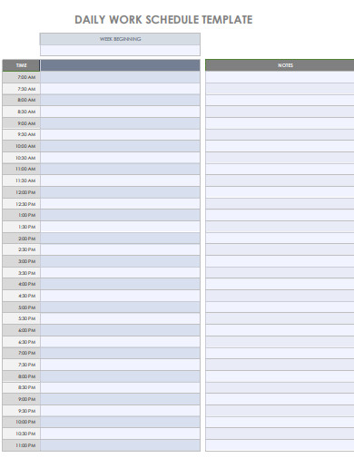 daily work schedule template