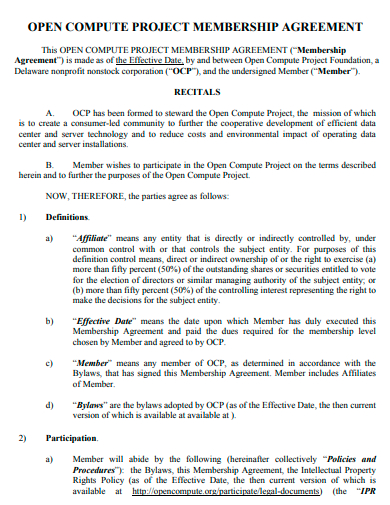 open compute project membership agreement