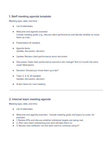 internal staff meeting agenda