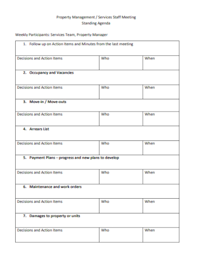 property management staff meeting agenda