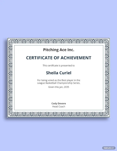 basketball sports certification template