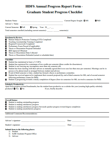 annual progress report form template