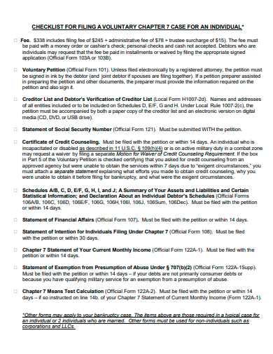 individual voluntary checklist template