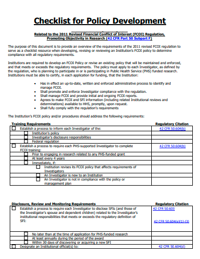 policy development checklist template