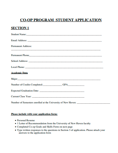 program student application template