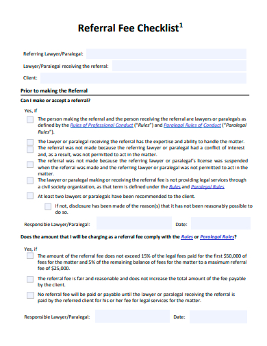 referral fee checklist template