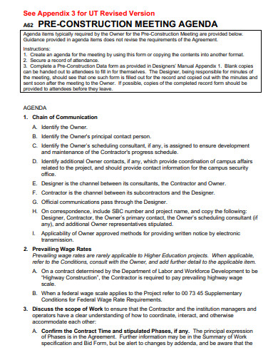 pre construction meeting agenda template
